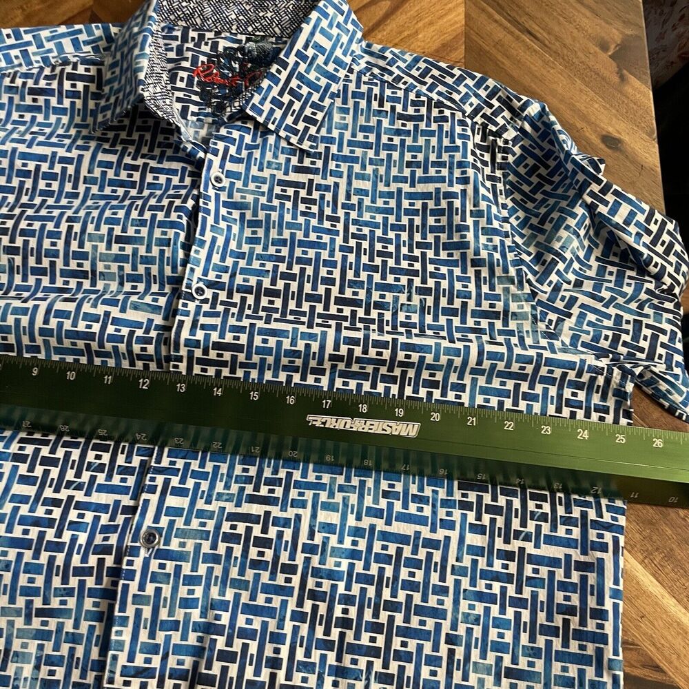 Robert Graham Shirt Long Sleeve Button Up Slim Fit Flip Cuff Geometric Mens XXL - Picture 5 of 9